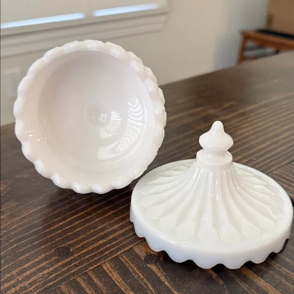 Elegant Milk Glass Carousel Candy Dish - Picture 3 of 4